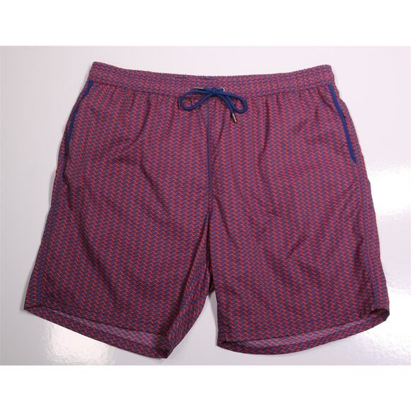 Mr. Swim Red Blue Geometric Print Swim Trunks 7" Inseam Men's XXL - Picture 1 of 8
